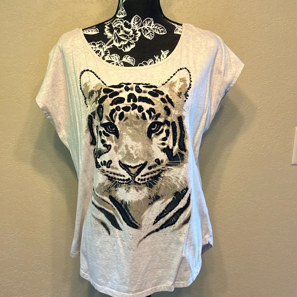 LG COTTON CREAM TAN & BLACK TINY BEADWORK TIGER BY RELATIVITY